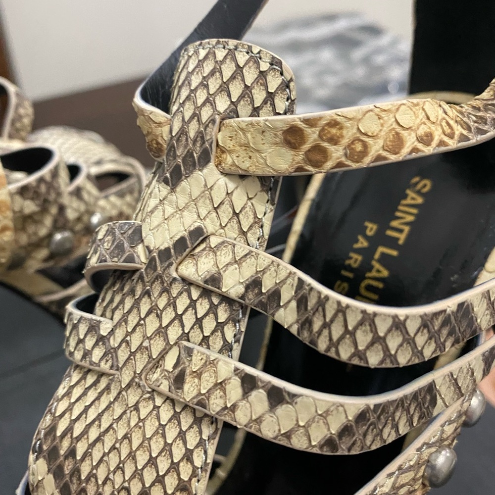 Saint Laurent Beige Python Bianca 105 Sandal - image 8